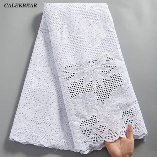 White Pure Cotton Nigerian Lace Fabrics 2021 African Lace Fabric 100% Cotton Fabric Stoned Swiss Voile Lace In Switzerland S2496