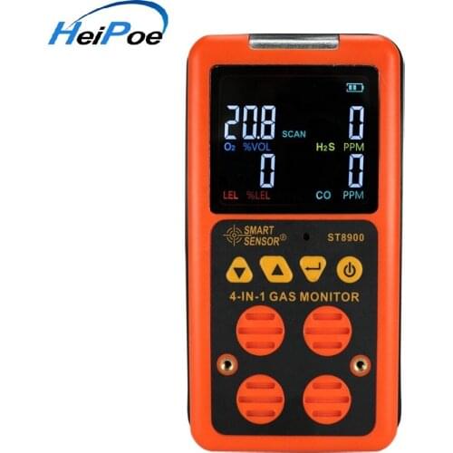 4 in 1 EU Digital Gas Detector O2 H2S CO LEL Handheld Mini Gas Analyzer Air Monitor Gas Leak Tester Carbon Monoxide Meter ST8900