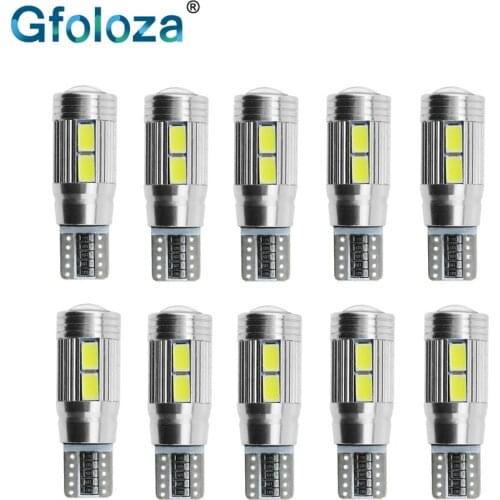 Gfoloza Car T10 LED 194 W5W Canbus Light Bulb White Auto LED Clearance Lamp T10 Side Light 10 SMD 5630 DC12V 10PCS
