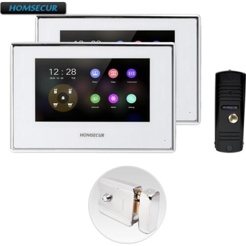 HOMSECUR 4 Wire Video&Audio Home Intercom with Memory Monitor for House/Flat BC011HD-B+BM718HD-W