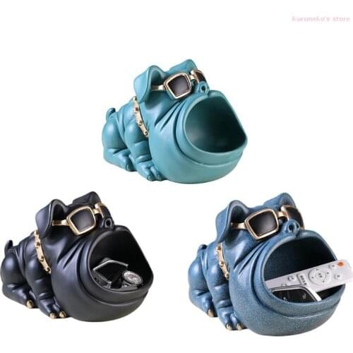 HX6D 3D Cool Dog Figurine Large Mouth Dog Storage Box Key Phone Desk Sundries Storage
