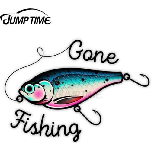 JumpTime 13 x 6.9cm Fishing Lure Go Fishing Car Stickers and Decals Vinyl Car Wrap Auto Motorcycle Bumper Car Styling Decor