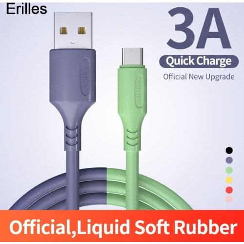 USB Type C Cable Fast USB Charging Type-C Charger Data Cable for Samsung Galaxy S10 9 Xiaomi Huawei Liquid Silicone USB C Cables