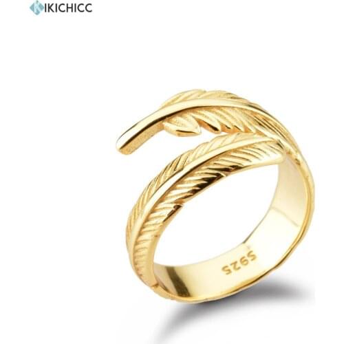 KIKICHICC 925 Sterling Silver 2021 Resizable Rock Punk Leafs Rings Open Size Leaves Adjustable Rings Jewelry 2021 Rock Punk