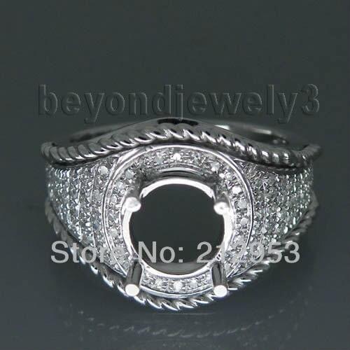 Antique Unique Design Round 7mm 14kt White Gold Semi Mounting Engagement Ring WU002