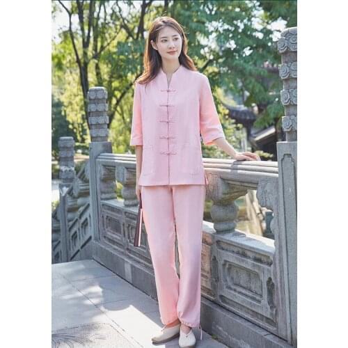 Aransue Tai Chi Suit Spring Summer Martial Arts Set Kungfu Chinese Tradition Clothes Jogger Casual Shirt and Pants