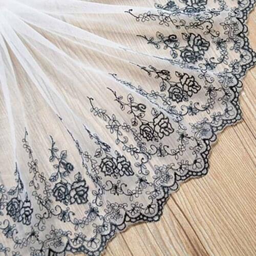 Beautiful 1Yard black White Lace Ribbon Tape 20CM Quality Lace Trim Embroidered Lace For Sewing Decoration african lace fabric