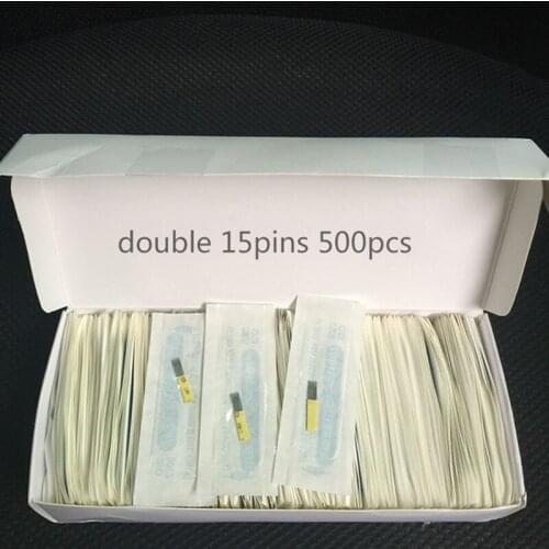 500pcs 15 Pin Double Needles Blade For Permanent Eeybrow tattoo needle tips Manual Beauty Makeup microblading blades fog eyebrow