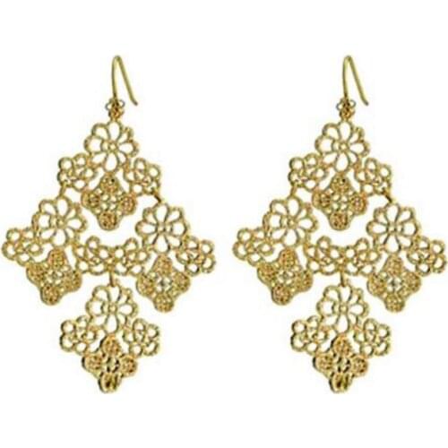 Fahion Bohemia Hollow Leaf Dangle Earrings Flower Hang Earings Black/ Gold Color Brincos Pendientes Jewelry for Women