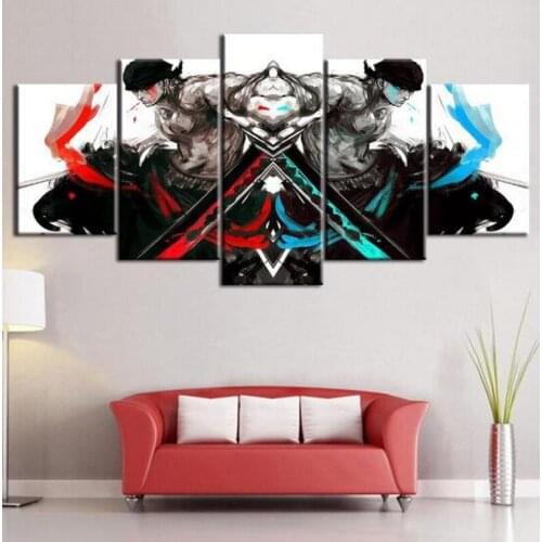 Wall Art Decor HD Canvas Paintings 5 Panel Roronoa Zoro One Piece Anime Prints Poster Modular Pictures Home Decoration