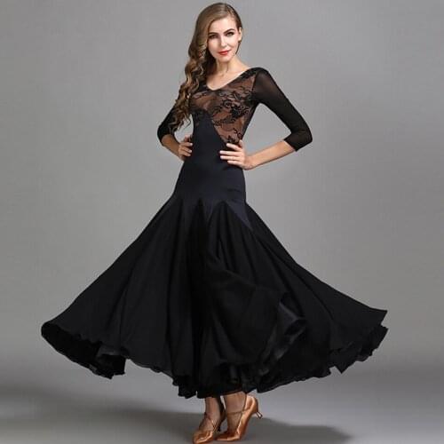 2021 New MY788 Lotus Design Lace Patchwork Latin Dance Dress Women Performance Modern Dance Dress Latino Dancewear