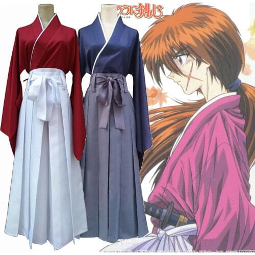 Wholesale Japanese Anime Rurouni Kenshin Executioner Himura Kenshin Kimono Kendo Suit Cosplay Costume Suits Drop Shipping