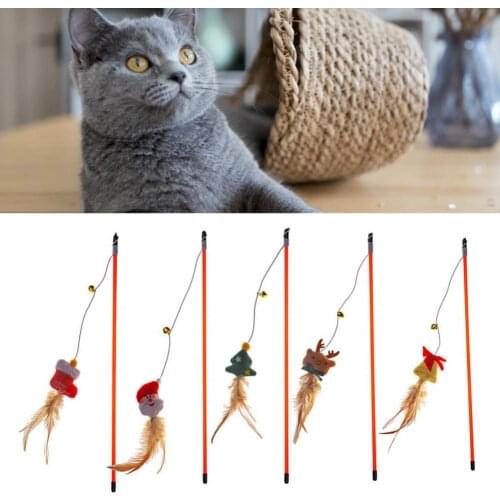 Plush Safe Pet Interaction Wand Rod Portable Kitten Toy Lovely for Casual