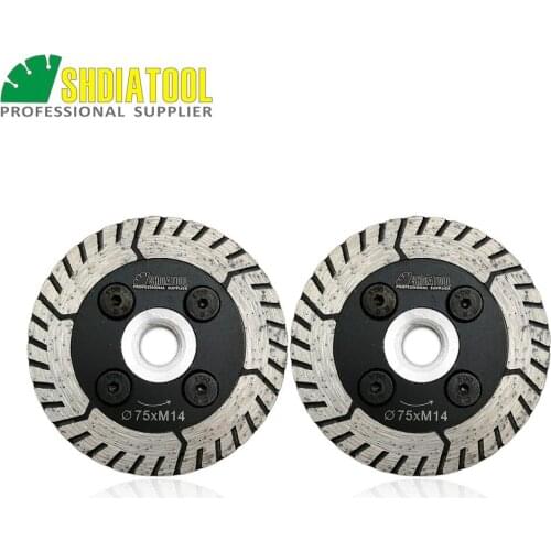 SHDIATOOL 2pc Dia 75mm/3" M14 or 5/8-11 Flange Diamond Cutting Grindng Disc Dual Saw Blade For Granite Marble Concrete