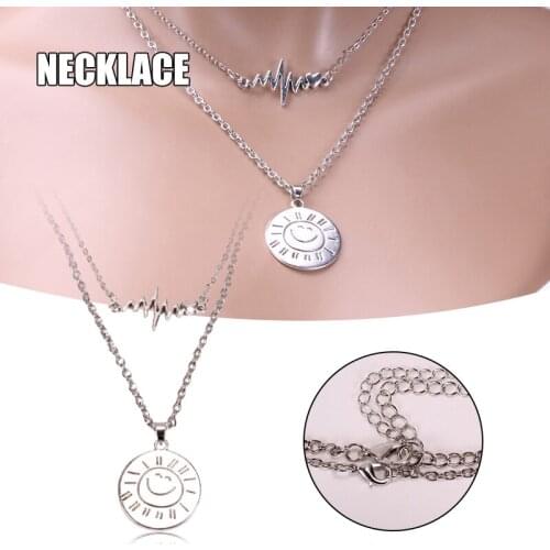 Smileys Face Necklace Female Figure Chain Pendant Necklaces Girl Jewelry Trendy Silver Color Alloy Necklaces d88
