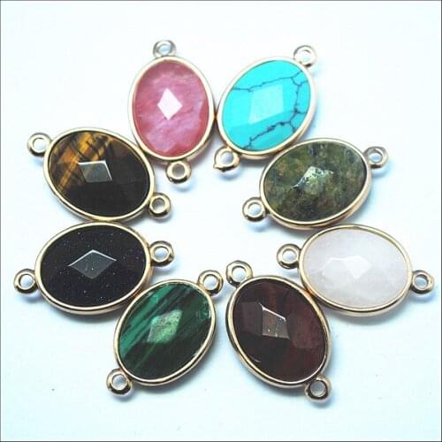 Socharming 10pcs Natural gem stone connectors jewelry findings for womens bracelets DIY accessories 13x18mm,16mm 15x20mm wholesa