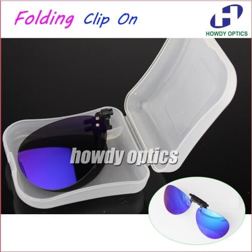 10pcs Mirror Lens Frog Driving Glasses Eyeglasses Sunglass Folding Polarized Clip On Sunglasses With Plastic Case Free Shipping