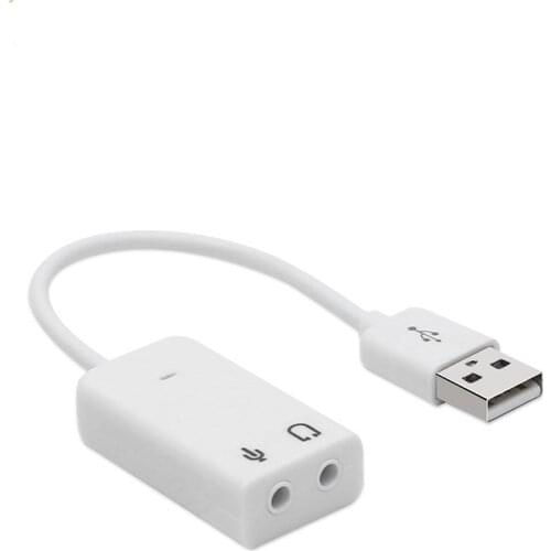 Laptop PC Mac With Cable 3D USB 2.0 Virtual 7.1 Channel External USB Audio Sound Card Adapter Sound Cards White