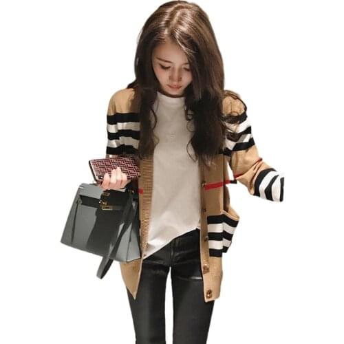 2021 spring and autumn fashion new knitted blouse loose all-match sweater coat blouse cardigan