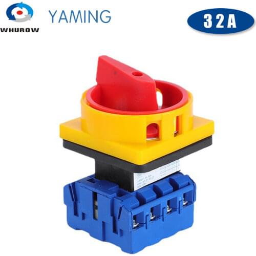 Isolating switch 32A 4P 2 position on off switch manual rotary changeover cam selector padlock switch CE certificate