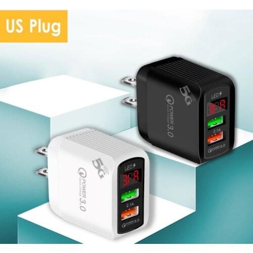 USB Charger 2 Ports LED Display Smart Mobile Phone Chargers For IPhone Samsung Xiaomi Tablet Wall Travel Adapter EU Plug