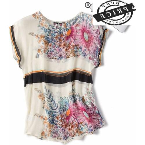 Real Harajuku Summer Silk Female T-shirt Women Clothing 2021 Vintage Korean Floral White Crop Top Elegant T Shirts C0026