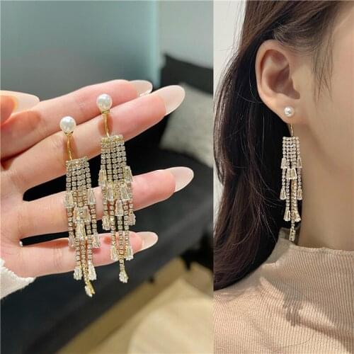 S925 Silver Needle Fashion Sweet Super Flash Zircon Long Tassel Earrings Women 2021 New Fashion Earrings