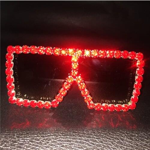 Oversized Diamond Crystal Sunglasses Women Luxury Square Pink Yellow Sun Glasses Rhinestone Eyewear Accessories NX