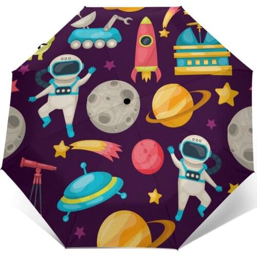 Sunny Umbrella Cartoon Cute Space Automatic folding portable men women umbrella Sunscreen rain Windproof beach parasol