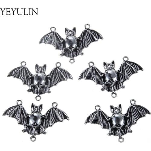 10pcs Antique Silver Plated Bat Connector Charms For Jewelry Findings Accessories 4.5*3cm