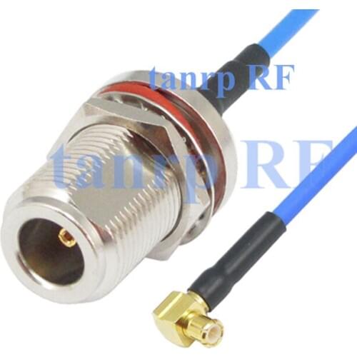 15CM coaxial Sexi Flexible blue jumper cable RG405 6in N female with nut bulkhead to MCX male right angle RF 3G 4G router WIFI