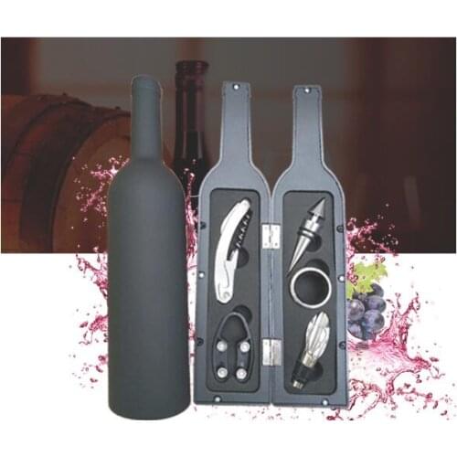 30sets/lot Wine Opener Tool Set 5 In 1 Bottle Shape Opener Stopper Drip Ring Wine Pourer Stainless Steel Bottle Opener Set