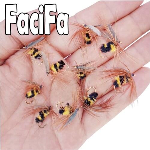 5 or 10 pcs Artificial Insect Bait Lure Bee Fly Trout Artificial Fishing Lures Outdoor Fishing Insects Baits Lure Set