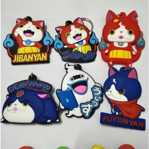 6CM YoKai Watch Jibanyan Cartoon Anime Key Chain PVC Figure Keyring Toy Keychain Keyholder Birthday Gift NEW Trinkets