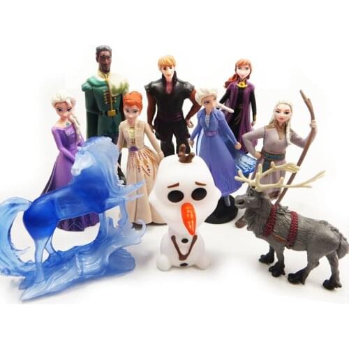 9 10PCS Frozen 2 Anna Elsa Olaf Kristoff Sven Anime Action Figure Children Toy Set Kids Birthday Gifts Gift
