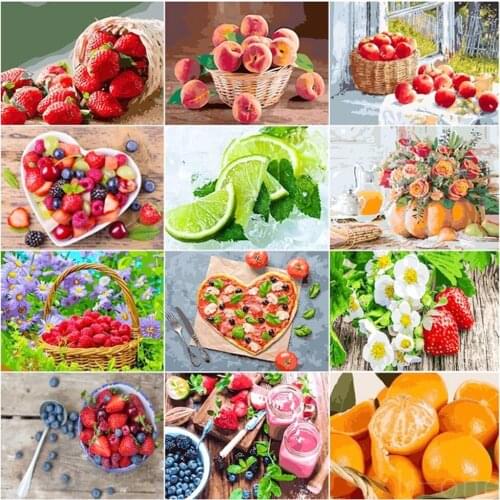 Uone Diamond Painting Aлмазная Mозаика Genshin DIY Stitch Fruit Pizza landscape Embroidery Rhinestone KidsMystery Box Home Decor