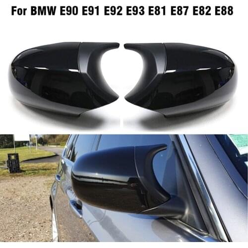 Rearview Mirror Covers for Bmw E81 E82 E87 2008+,116i 118i 120i E88 E90 E91 2008-2011, 320i 330i 330d Carbon Fiber Gloss Black