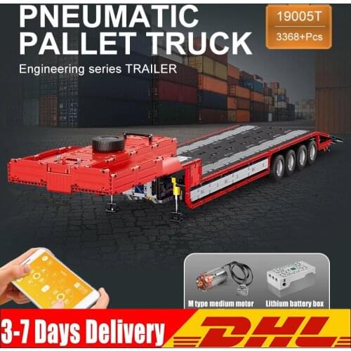 MOULD KING 19005T Truck Parts The MOC-29877 Step Deck Spread Trailer Building Blocks Drag Board Bricks Toys Kids Christmas Gifts