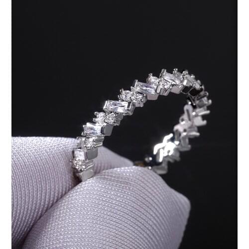 Dainty Bride Square Zircon Engagement Ring Cute Female White Crystal Stone Ring Charm Silver Color Thin Wedding Rings For Women