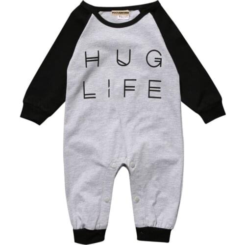 Newborn Baby Boy Girl Kid Long Sleeve Hug Life Romper Jumpsuit Outfits Baby Boys Cotton Clothes