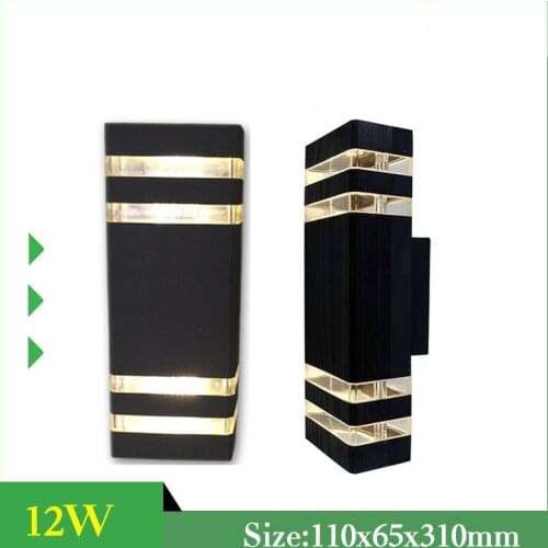Indoor Outdoor Waterproof IP54 Double up & Down Wall Light Black Warm White 12w GU10 LED Bulbs Included Iron and Glass Lamp
