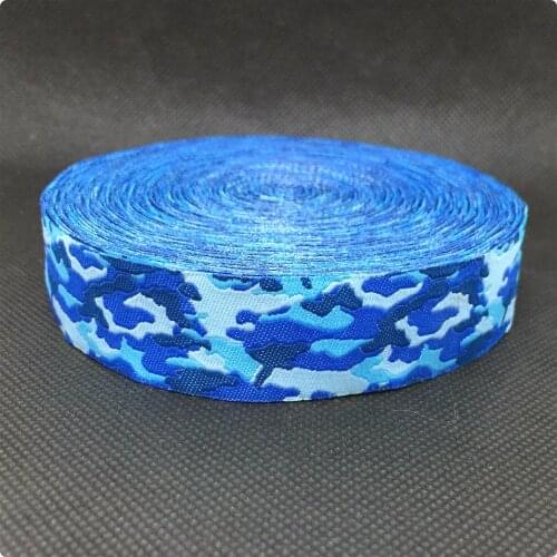 HOT!!! 2015 NEW wholesale 7/8'' 22mm Wide BLUE camouflage series Woven Jacquard Ribbon dog chain accessories 10yards/lot