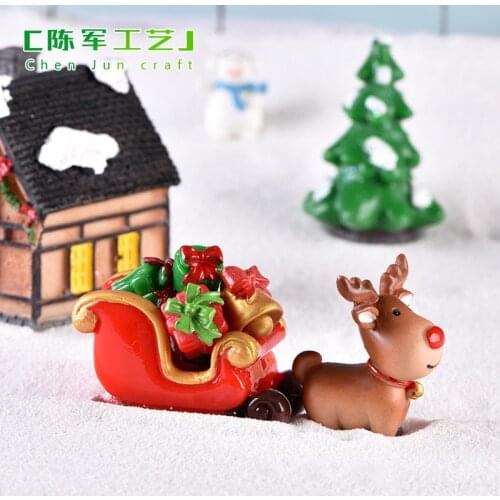 Dollhouse Miniature Christmas Tree Snowman Gift Box Decor Ornament Sleigh Micro Landscape Snow Scene New Year Decor for home