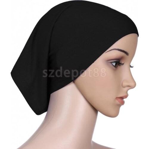 Islamic Muslim Headscarf Inner Hijab Cap Underscarf Hijab Scarf Black