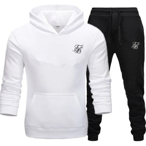 Sik silk Men Brand New Sets Fashion Autumn Spring Sporting Suit Sweatshirt Sweatpants Mens Clothing 2 Pieces Sets Slim Tracksuit