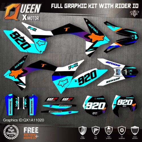 QUEEN X MOTOR Custom Team Graphics Decals Stickers Kit For KTM 2011 2012 SX SXF , 2012 2013 EXC XC-W EXC-F 020