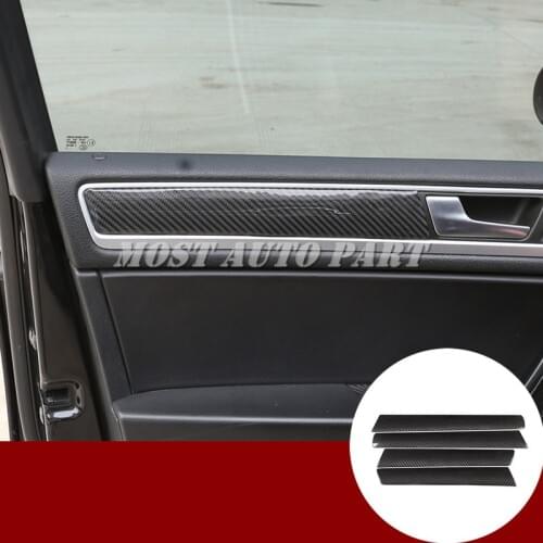 Carbon Fiber Front & Rear Car Door Panel Trim Cover For VW Touareg 2011-2018 Car accesories interior Car decoration