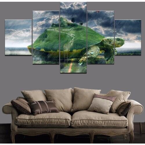 Wall Art Canvas Painting 5 Piece Animal Paintings Artistic Abstract Psychedelic Turtle Home Decor Modern Wall Decor Canvas Room