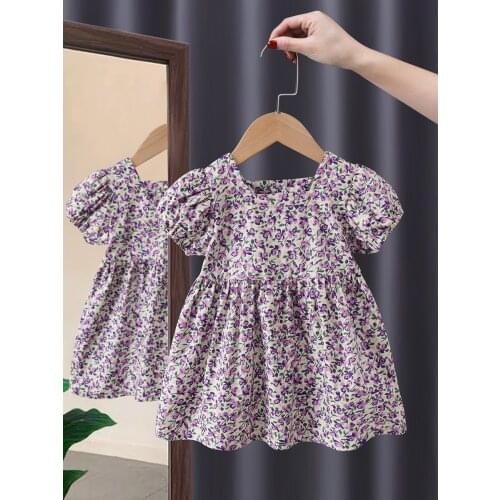 2021 New Arrival Summer Girls Floral Dress Infant Baby Clothing Fashion Baby Cotton Princess Cute Little Dresses