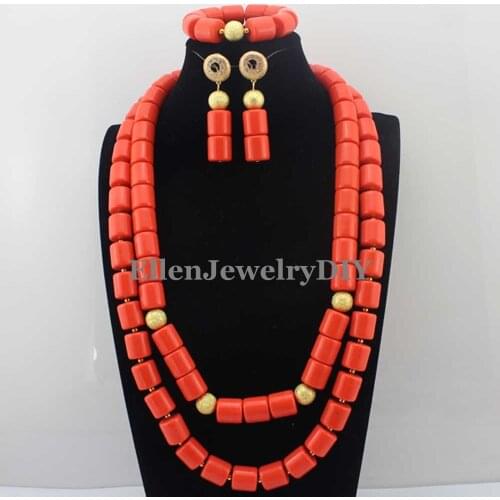 New Orange Fashion nigerian Wedding Coral Beads Jewelry Set Africanm beads Jewelry Sets Free Shipping W13494